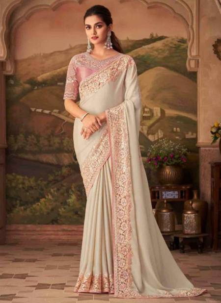 White Colour Anmol New Designer Party Wear Satin Silk Saree Collection 3207